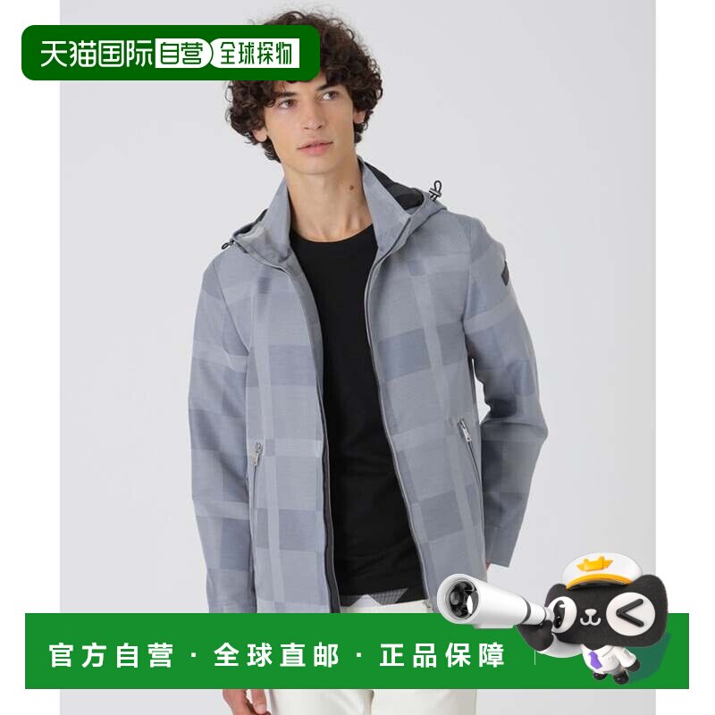 日本直邮Burberry 黑标CRESTBRIDGE影子格纹连帽卫衣夹克 B浅蓝色