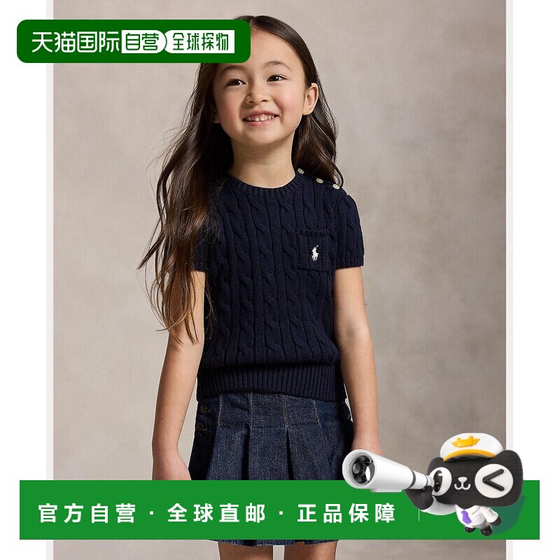 日本直邮Ralph Lauren 女童2至6岁麻花针织纯棉短袖毛衣 CWPOSWER