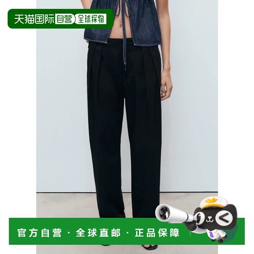 日本直邮MANGO 长裤 黑色直筒裤
