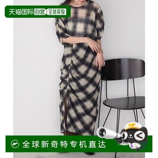 1h可退 透視格紋側(cè)開叉連衣裙緊身裙子吊帶 forksy. 日本直郵