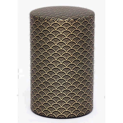 【日本直邮】KOTODO江东堂茶叶罐黑色长筒型防潮纸印花简约