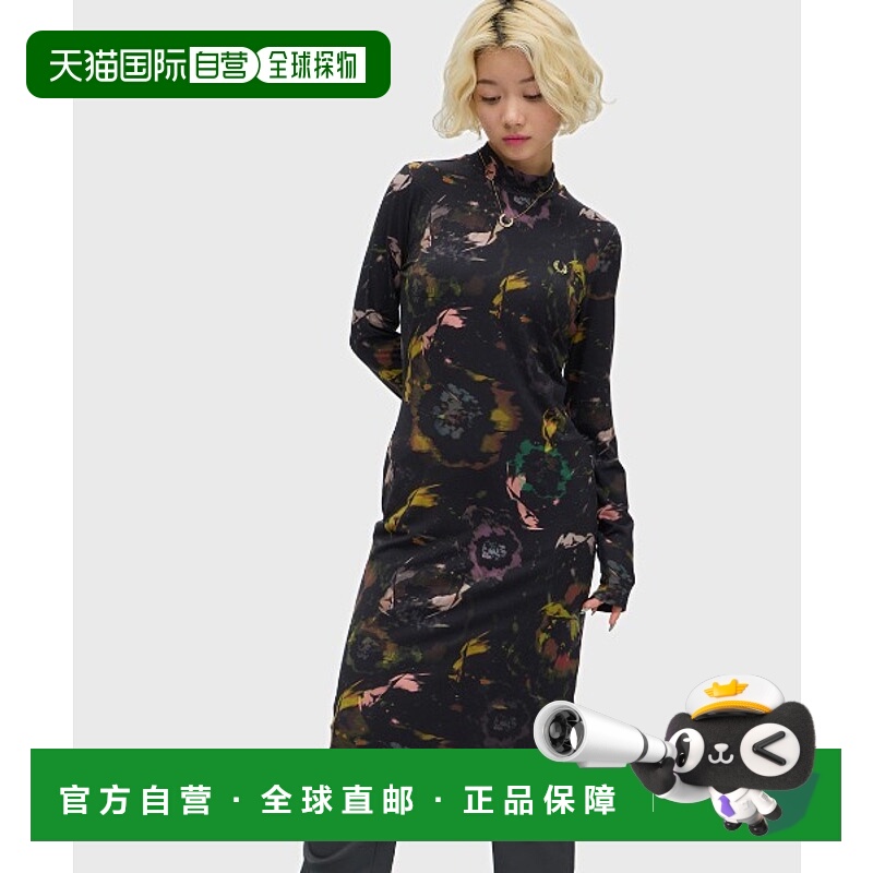 1h可退 日本直邮FRED PERRY 女装 全棉 花卉印花连衣裙 半高领设