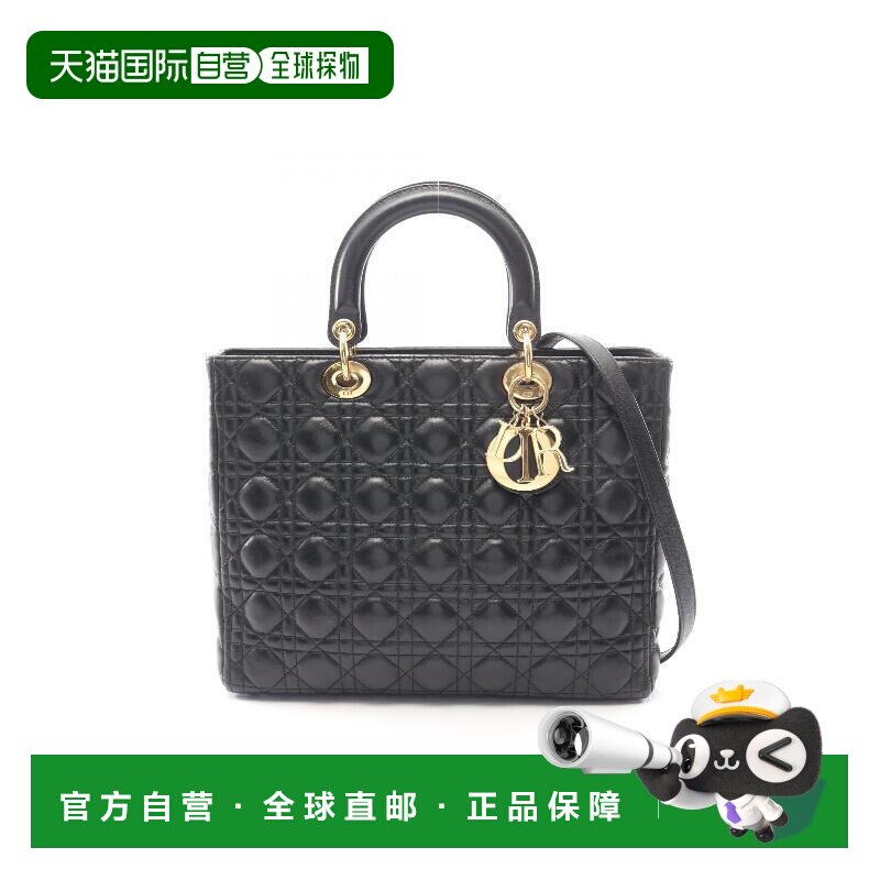 日本直邮日本中古二奢Dior迪奥女包B级9新Lady Dior 戴妃包羊皮手图片