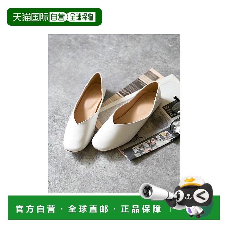 【日本直邮】Menue女士休闲鞋白色光滑圆头平底舒适出街简约大方