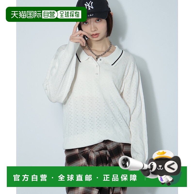 1h可退 日本直邮PAGEBOY 女装 针织短袖 Polo衫 凉感蕾丝编织 598