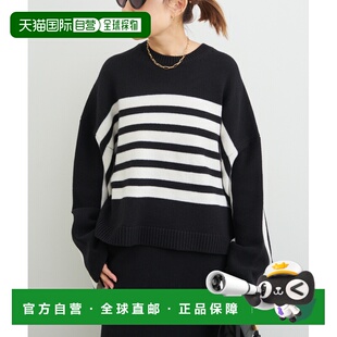 日本直邮CINOH 现代感条纹圆领针织衫 女装 口 2608 宽松袖 1h可退