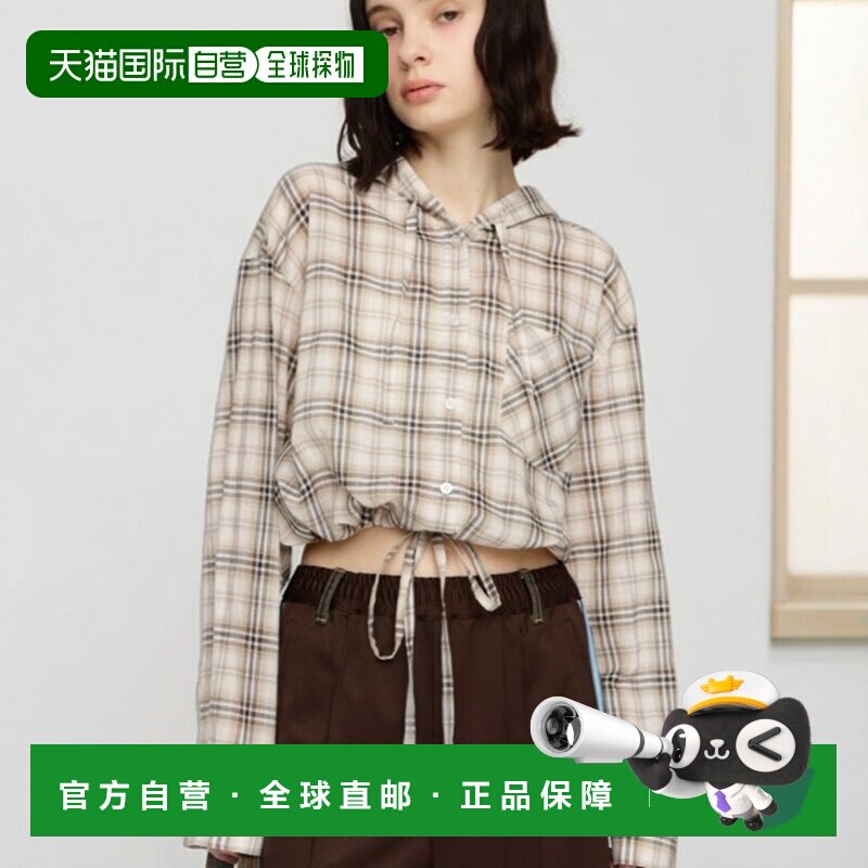 日本直邮SLY 女装 宽松连帽衬衫 半透明感雪纺格纹 上衣 030JSY30