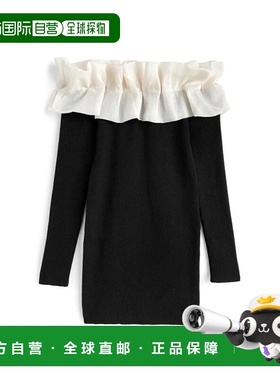 日本直邮日潮 GRL欧根纱褶皱露肩针织包臀连衣裙ks151a