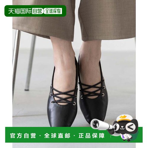 日本直邮Menue 绑带方头高跟鞋 1020黑色PU