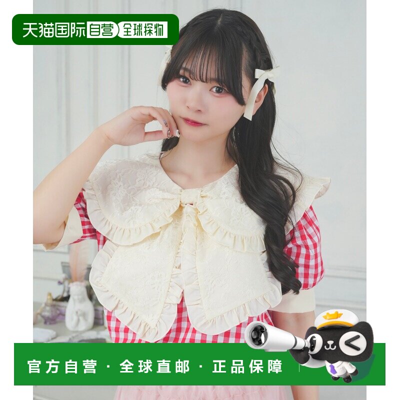 日本直邮kutir 女装 复古风大蝴蝶结荷叶边格子衬衫 669467泡泡袖