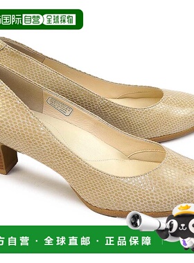 日本直邮REGAL 女士高跟鞋 F14J 素色基本款正装真皮宽黑色米色求