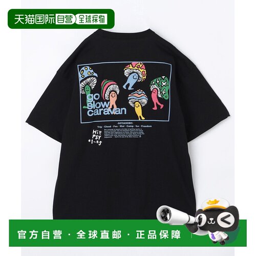 1h可退 日本直邮go slow caravan 男士 纯棉方形LOGO印花T恤 1226