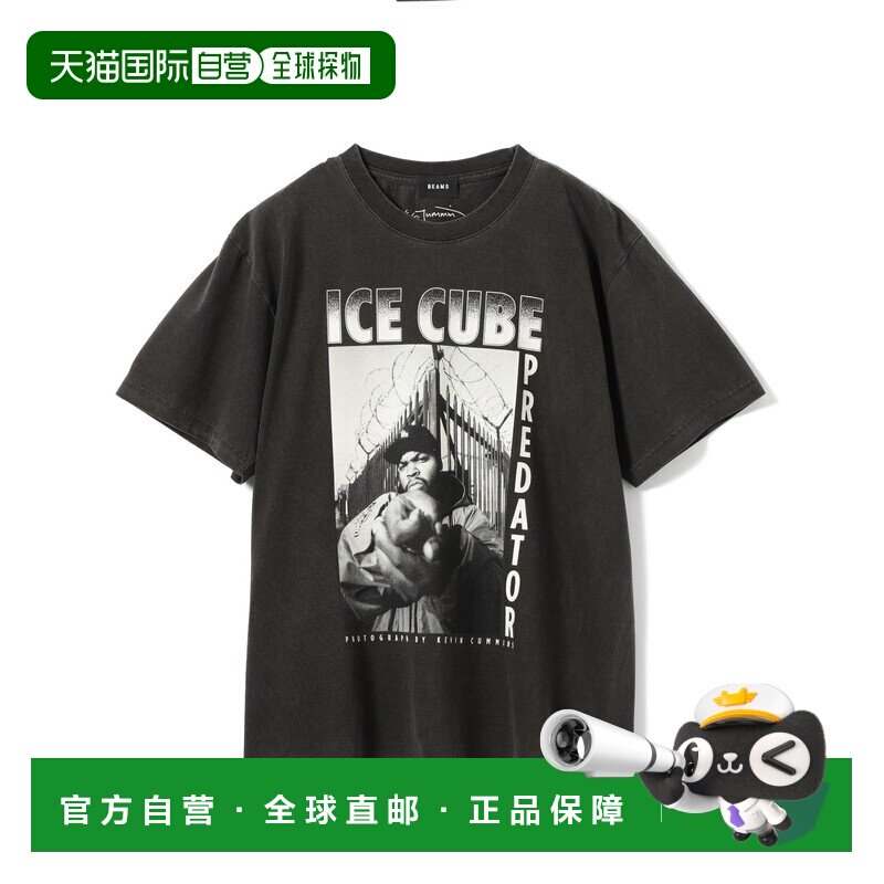 日本直邮BEAMS T 男女同款 ICE CUBE传奇说唱歌手摄影印花纯棉T恤 - 实物图