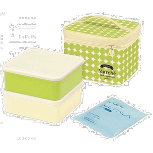 【日本直邮】Skater 野餐便当盒带保冷袋带保冷剂2240ml鳄梨色