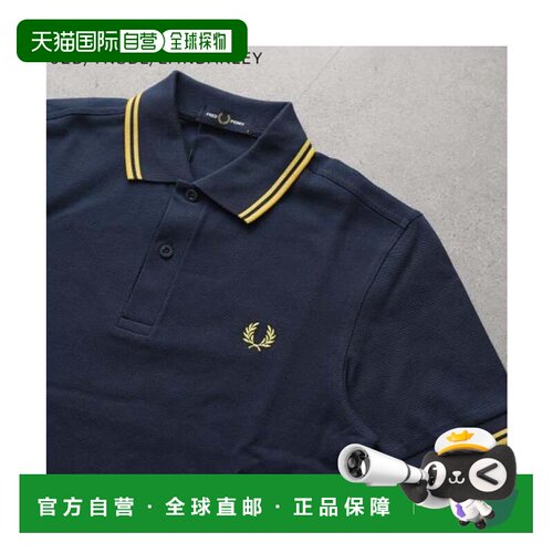 日本直邮FRED PERRY 双条纹M3600短袖POLO衫 蓝藏青半袖
