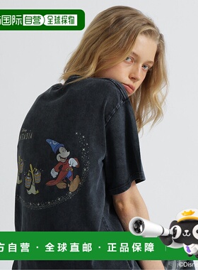 1h可退 日本直邮迪士尼FANTASIA米老鼠扫帚图案女士短袖T恤 78352