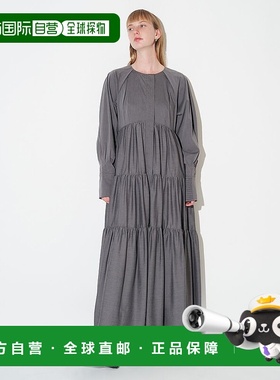 1h可退 日本直邮ELENDEEK 女装 宽松A字 褶裥分层连衣裙 半开拉链