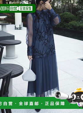 1h可退 日本直邮Dorry Doll 女士花羽刺绣透视长裙 25280蕾丝