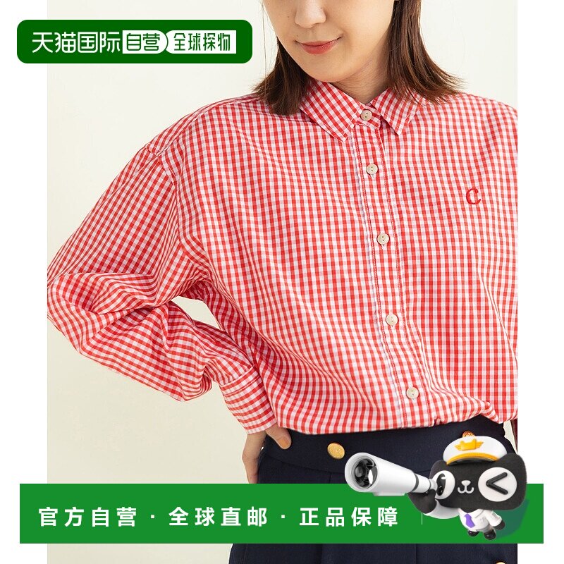 1h可退 日本直邮CHILD WOMAN 女装 宽松版型 格纹衬衫 半链饰刺绣