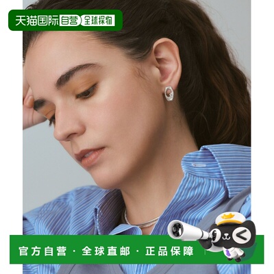 日本直邮agete 阿卡朵 女士 银色拉布拉多石钻石耳钉 10262112116