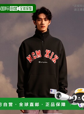 日本直邮CHAMPION冠军半拉链运动衫男士灰色 HALF ZIP SWEATSHIRT