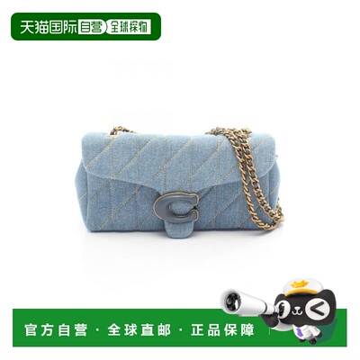日本直邮中古Coach蔻驰女包A级95新shoulder bag斜挎包牛仔布单肩