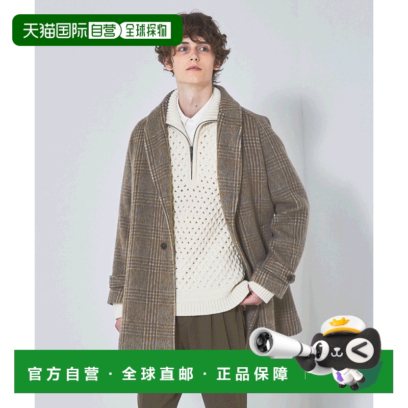 1小时内可退 日本直邮ABAHOUSE MANTECO 格纹羊毛半身大衣 男女同