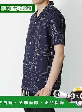 日本直邮Paul Smith“蓝色印花”男士休闲短袖衬衫（蓝/白）M2R-1