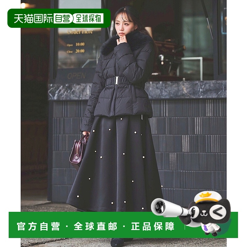 1h可退 日本直邮Swingle 女装 光泽感全里衬珍珠装饰高腰A字裙 20