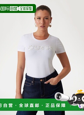 日本直邮GUESS CN Ss Logo Segquins Tee [GU1432EW032202] T恤