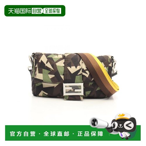 日本直邮中古二奢Fendi芬迪女包A级95新baguette法棍包尼龙单肩包