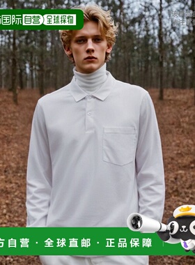 【日本直邮】Sk11藤原产业ONE UP长袖翻领POLO衫LL码白色男装