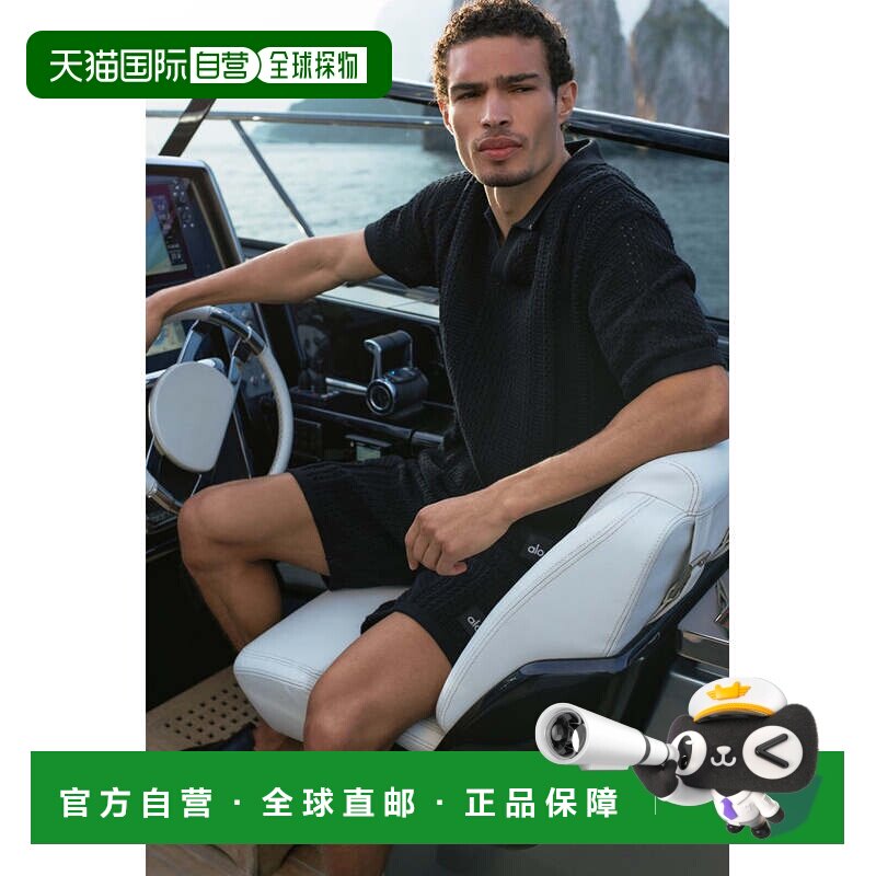 日本直邮Alo Yoga Coastline Knit 短袖Polo衫 黑色图片