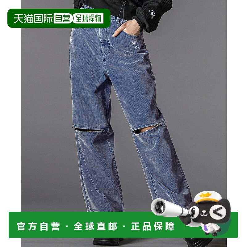 1h可退 日本直邮ZIDDY儿童女裤 宽松灯芯绒长裤 双膝拉链设计 122