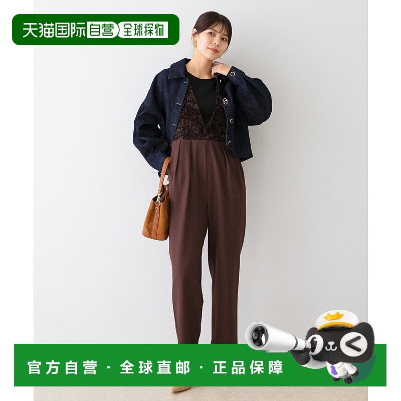 1h可退 日本直邮F by ROSSO 女士宽松V领拼接蕾丝连体裤 RAA726Y7