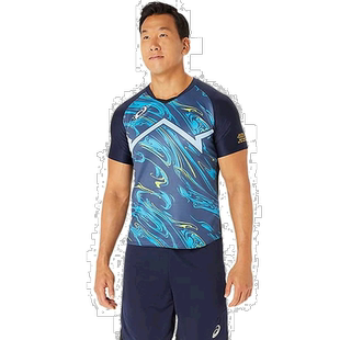 【日本直邮】亚瑟士排球服冷感运动短袖衫 2051A324男400(夜黑)S