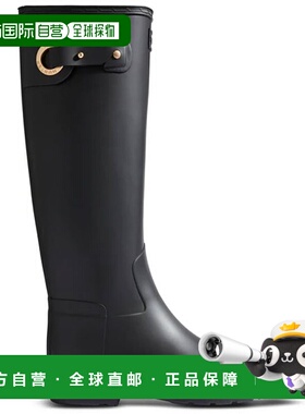 日本直邮Hunter 女士精致孔眼搭扣高筒靴鞋 WFT2299RMA-BLK