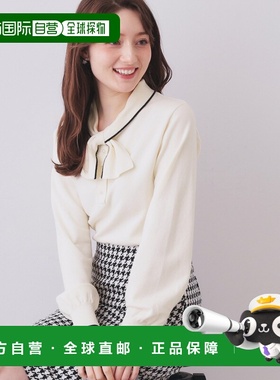 1h可退 日本直邮index女士宽松亨利领珍珠迷你蝴蝶结针织衫半袖设