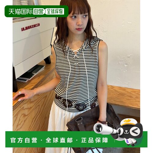 日本直邮W closet 女士 条纹无袖连帽衫 WCZ1062106A0001