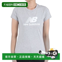 日本直邮New Balance  字母圆领直筒短袖 T恤 女款 灰色 吸汗透气