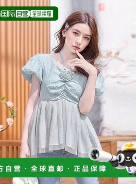 日本直邮日潮 michellmacaron玫瑰喇叭袖上衣SFP0311C