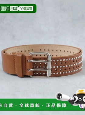 1h可退 日本直邮florge 男女同款 双针扣 星孔钉纹 PU宽腰带 U460