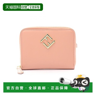 日本直邮中古Fendi芬迪女S级99新Medium中号牛皮长钱包粉色