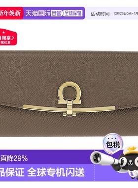 日本直邮 菲拉格慕经典简约皮革零钱女士物长款钱包22D150礼物