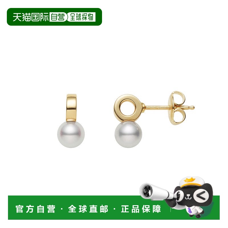日潮跑腿Mikimoto御木本女士耳环18K黄金珍珠优雅拼接款