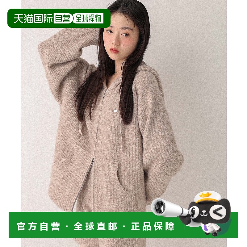 1h可退 日本直邮Heather 女装 双拉链宽松中长款针织连帽衫 60365