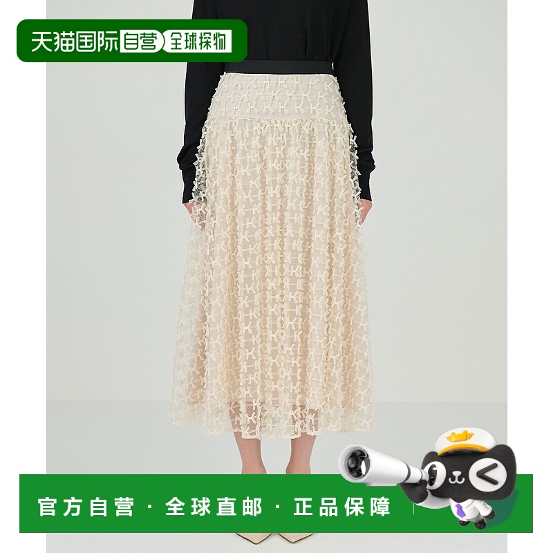 1h可退 日本直邮GRACE CONTINENTAL 女士蝴蝶结刺绣网纱裙 012442