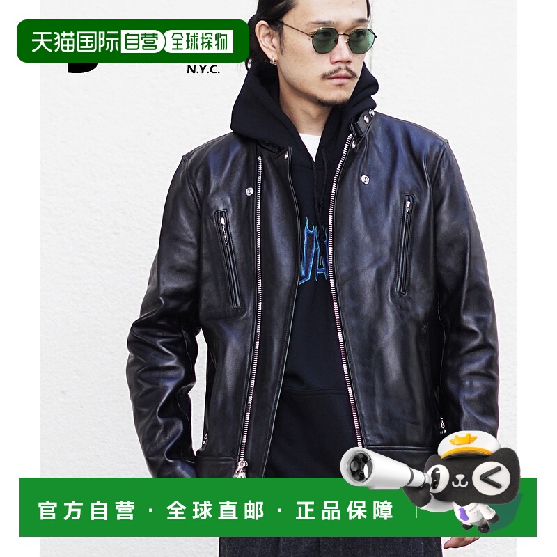 日本直邮Schott 双排扣骑手外衣骑手夹克飞行夹克皮夹克皮夹克半J