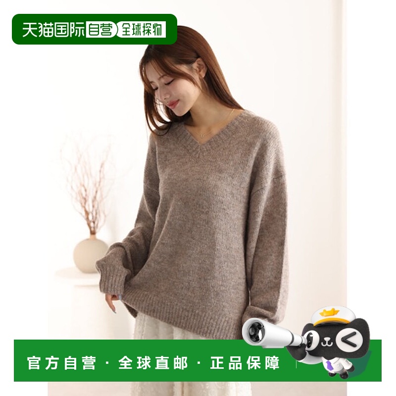 1h可退 日本直邮fifth 女装 V领混色针织衫 仿羊驼毛质感 宽松百