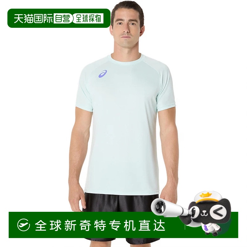 日本直邮Asics 背面图案印花舒适简约百搭时尚短袖T恤 男款 海蓝